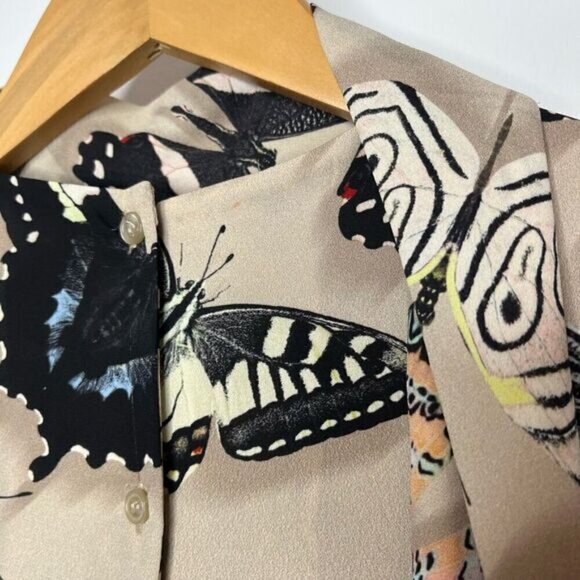 Reiss Women's Size 2 Gail Playsuit Butterfly Pleat Short Romper Tan Pockets NWT - Picture 9 of 16